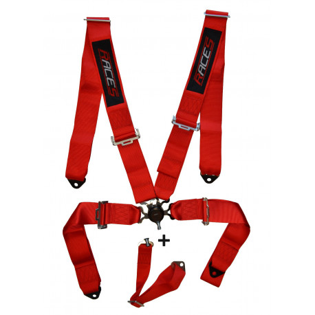 Seatbelts and accessories 5 point sport safety belts RACES 3" (76mm), red | races-shop.com