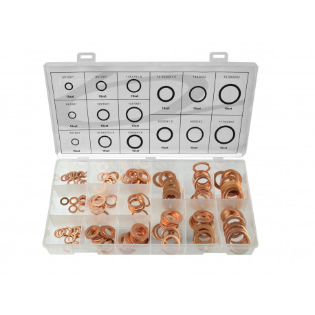 Sets of sealing washers, O-rings, nuts Brass seals - 150 pcs | races-shop.com