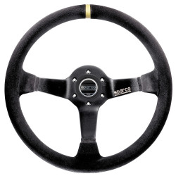 3 spoke steering wheel Sparco R325, 350mm, suede, 95mm offset, black/gold
