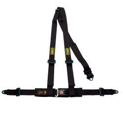 ECE 3 point sport safety belts OMP ROAD 3 with snap hook mounting, black