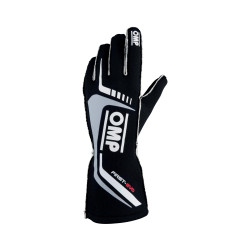Race gloves OMP First EVO with FIA homologation (external stitching) black / gray / white