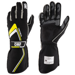 Race gloves OMP Tecnica with FIA homologation (external stitching) black / yelow