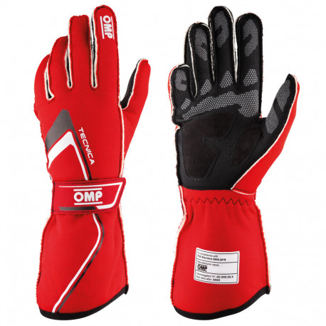 Gloves Race gloves OMP Tecnica with FIA homologation (external stitching) red | races-shop.com
