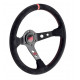 steering wheels 3 spoke steering wheel OMP Corsica, 350mm, suede, 95mm offset, black/red | races-shop.com