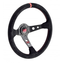 3 spoke steering wheel OMP Corsica, 350mm, suede, 95mm offset, black/red