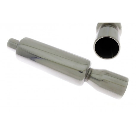 Double wall - round rolled Muffler RACES 21, inlet 2,25" (57mm) | races-shop.com