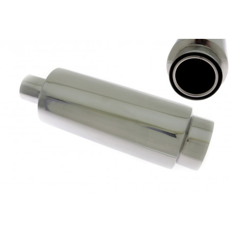 Double wall - round rolled Muffler RACES 26, inlet 2,36" (60mm) | races-shop.com
