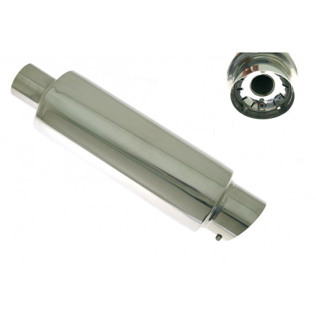 Single wall - round rolled Muffler RACES 28, inlet 3" (76mm) | races-shop.com