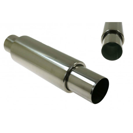 Single wall - round rolled Muffler RACES 37, inlet 3" (76mm) | races-shop.com
