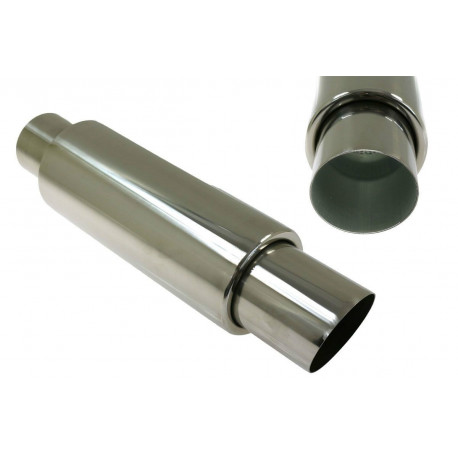 Single wall - round rolled Muffler RACES 38, inlet 3" (76mm) | races-shop.com