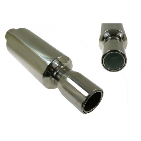 Double wall - round rolled Muffler RACES 40, inlet 3" (63.5mm) | races-shop.com