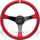 3 spoke steering wheel Luisi Mirage Corsa, 350mm, leather, 75mm offset, red/yellow