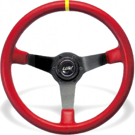 steering wheels 3 spoke steering wheel Luisi Mirage Corsa, 350mm, leather, 75mm offset, red/yellow | races-shop.com