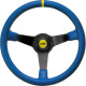 3 spoke steering wheel Luisi Mirage Corsa, 350mm, leather, 75mm offset, blue/yellow