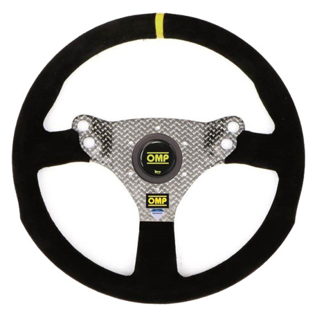 steering wheels 3 spoke steering wheel OMP HYBRID, 320mm, suede, flat, black/silver/yellow | races-shop.com