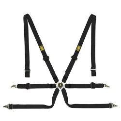 FIA 6 point safety belts OMP One2 pull up black