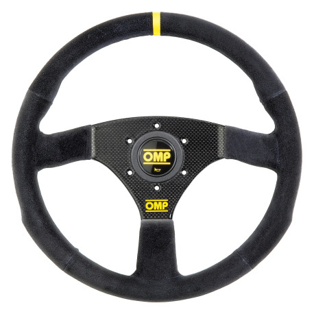 steering wheels 3 spoke steering wheel OMP CARBON, 320mm, suede, flat, black/yellow | races-shop.com