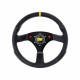 3 spoke steering wheel OMP ALU SP, 320mm, suede, flat, black/red/yellow