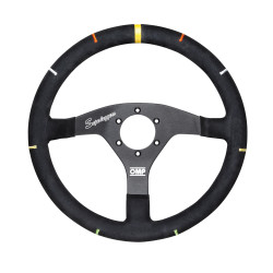 3 spoke steering wheel OMP RECCE, 350mm, suede, 95mm offset, black