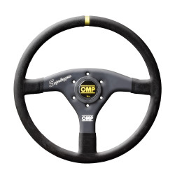 3 spoke steering wheel OMP Velocita Superleggero, 320mm, suede, flat, black/yellow