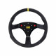 steering wheels 3 spoke steering wheel OMP 320 ALU, 320mm, suede, flat, black/red/yellow | races-shop.com