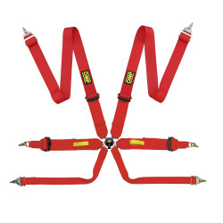 FIA 6 point sport safety belts OMP TECNICA 3" (76mm), red