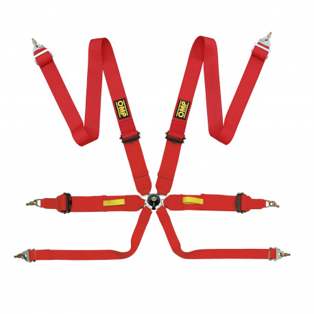 Seatbelts and accessories FIA 6 point safety belts OMP Tecnica3 red | races-shop.com