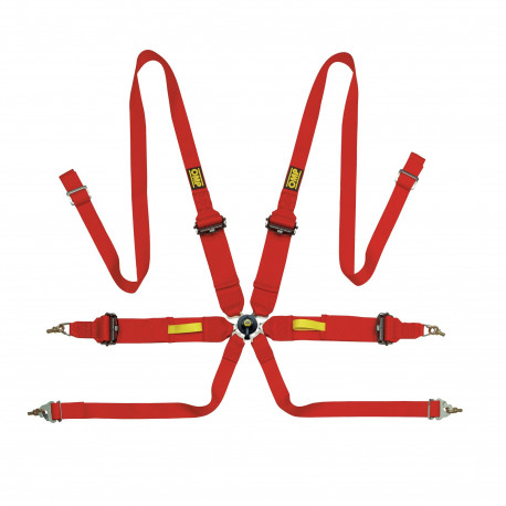 Seatbelts and accessories FIA 6 point safety belts OMP Tecnica 3+2 red | races-shop.com