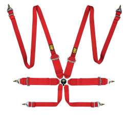 FIA 6 point safety belts OMPFirst 3+2 red