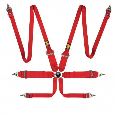 Seatbelts and accessories FIA 6 point safety belts OMPFirst 3+2 red | races-shop.com