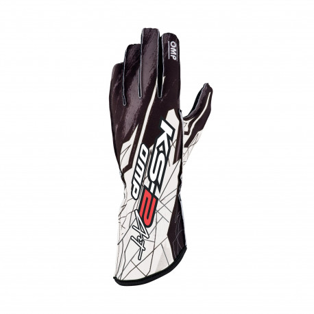 Gloves Race gloves OMP KS-2 ART (external stitching) black / white | races-shop.com
