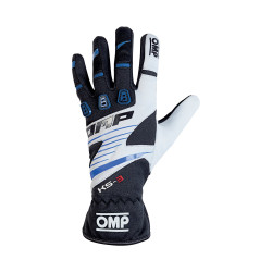 Race gloves OMP KS-3 (internal stitching) black / white / blue