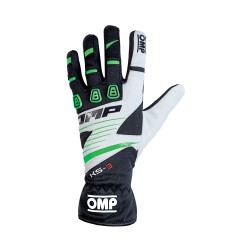 Race gloves OMP KS-3 (internal stitching) black / white / green