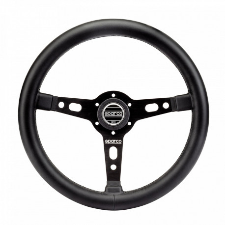 steering wheels 3 spoke steering wheel Sparco Targa, 350mm, leather, 65mm offset, black | races-shop.com