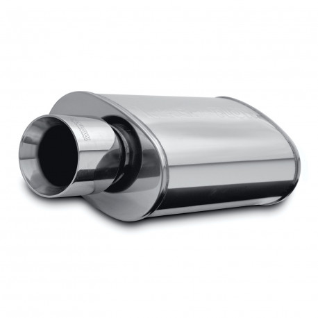 Double wall - Round rolled MagnaFlow Stainless muffler 14832 with E9 approval | races-shop.com