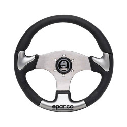 3 spokes steering wheel Sparco P222, 345mm leather,silver