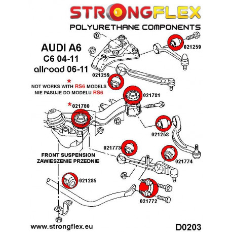 RS6 C6 (04-11) STRONGFLEX - 021258A: Front lower wishbone rear bush SPORT | races-shop.com