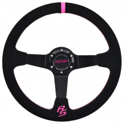Steering wheel RACES Apex, 350mm, suede, 90mm deep dish, pink