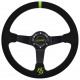 steering wheels 3 spoke steering wheel RACES Apex, 350mm, suede, 90mm offset, black/green | races-shop.com