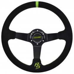 3 spoke steering wheel RACES Apex, 350mm, suede, 90mm offset, black/green