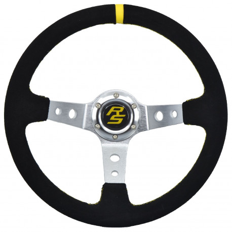 steering wheels Steering wheel RACES Corsa Silver, 350mm, suede, 90mm deep dish | races-shop.com