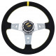 steering wheels 3 spoke steering wheel RACES Corsa, 350mm, suede, 90mm offset, black/silver/yellow | races-shop.com