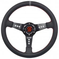 3 spoke steering wheel RACES Turismo, 350mm, leatherette, 65mm offset, black/grey