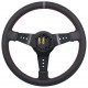 steering wheels 3 spoke steering wheel RACES Turismo, 350mm, leatherette, 65mm offset, black/grey | races-shop.com