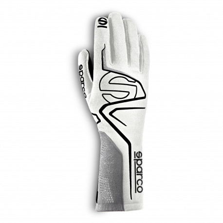 Gloves Race gloves Sparco LAP with FIA 8856-2018 white/black | races-shop.com