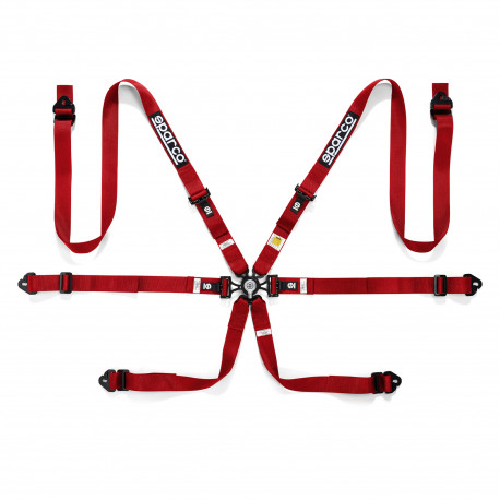 Seatbelts and accessories FIA 6 point safety belts SPARCO COMPETITION H-2PD red | races-shop.com