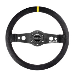 2 spoke steering wheel Sparco R215, 350mm, suede, flat, black/yellow