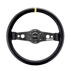 2 spoke steering wheel Sparco R215, 350mm, leather, flat, black/yellow