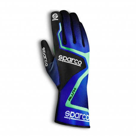 Gloves Karting gloves Sparco RUSH (internal stitching), blue/green | races-shop.com
