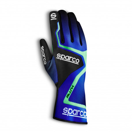 Gloves Race gloves Sparco Rush (inside stitching) blue/green | races-shop.com